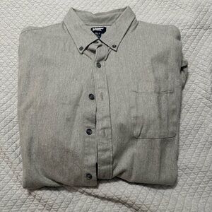 Lands' End Men's Casual Gray Button-Down Shirt